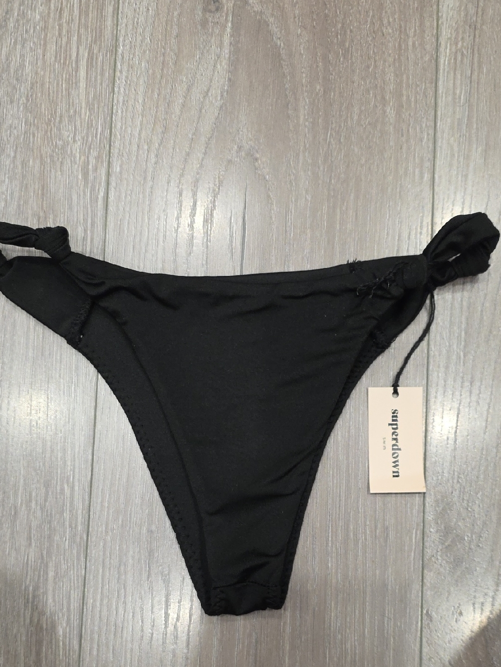 superdown Black Side-Tie Bikini Bottom